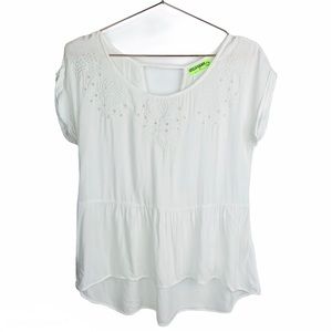 Fresh Brewed‎ Eyelet Open Back Top White